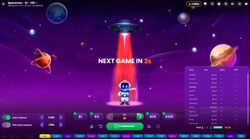 Early crash round in Spaceman at low multiplier
